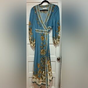 ZIMMERMAN Floral Blue Wrap Dress